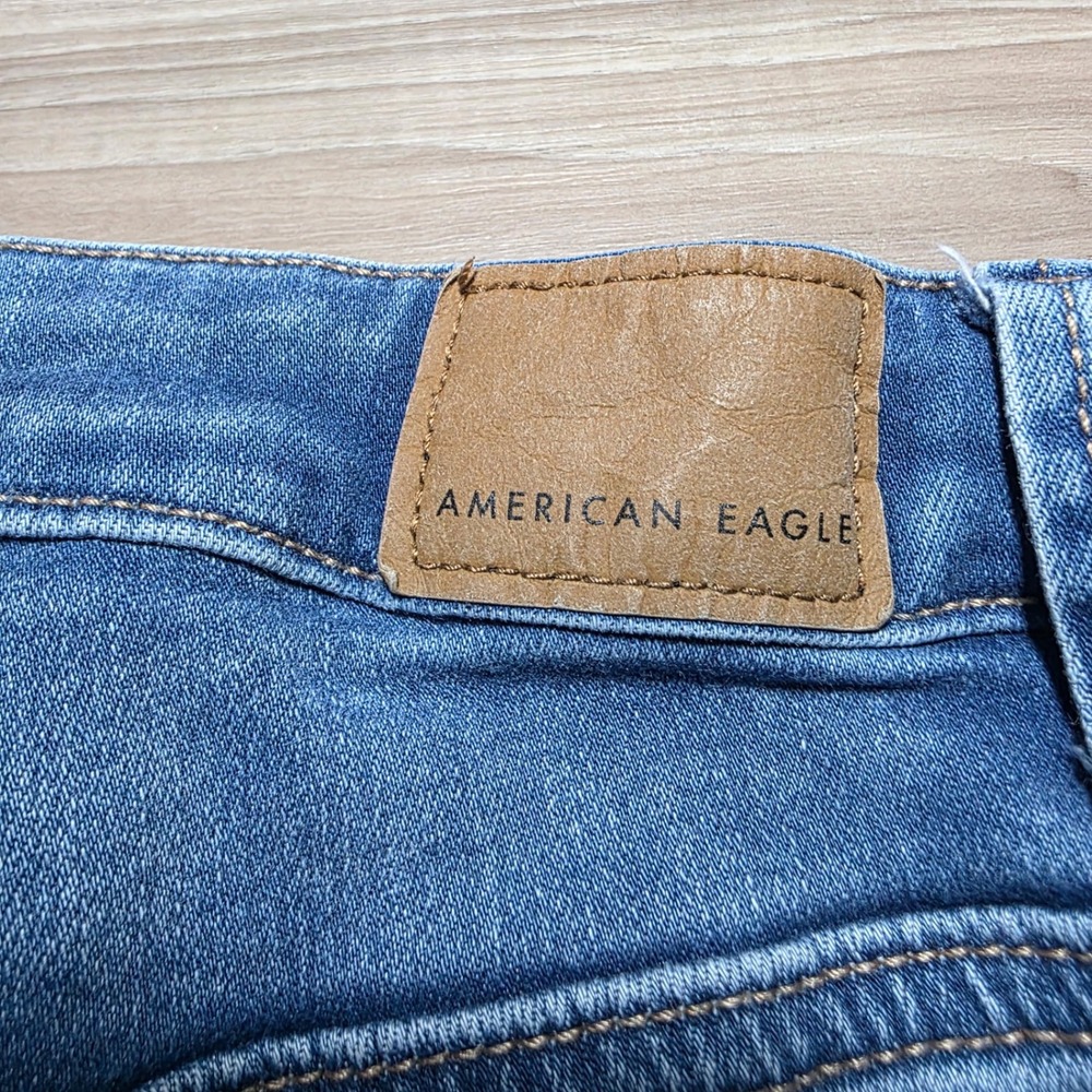 American Eagle Flare Jeans Womens 2 Blue Next Level Stretch High Rise Patch Pock - Picture 3 of 10